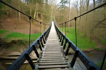 Obraz premium traditional wooden suspension bridge