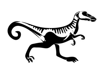 The illustrations and clipart. Jurassic park. A black-and-white silhouette of a Velociraptor