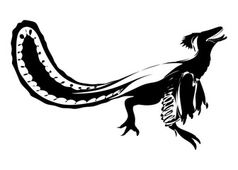 The illustrations and clipart. Jurassic park. A black-and-white silhouette of a Velociraptor