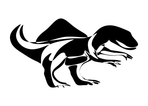 The illustrations and clipart. Jurassic park. A black-and-white silhouette of a Spinosaurus
