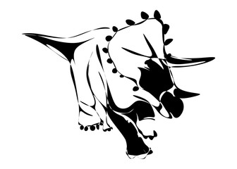 The illustrations and clipart. Jurassic park. A black-and-white silhouette of a triceratops