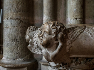 The grandiose church of St. Michael in Dijon, Burgundy. Interior of a gothic cathedral.