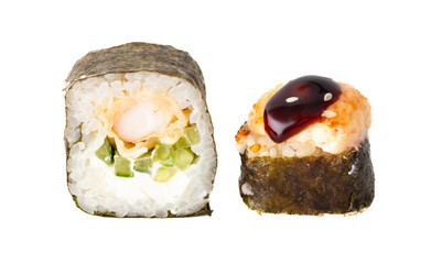 Sushi rolls isolated on white background