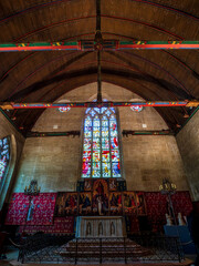 Fototapeta na wymiar The grandiose church of St. Michael in Dijon, Burgundy. Interior of a gothic cathedral.