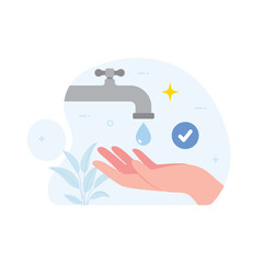 Water saving illustration concept. Save the water resources sustainable consumption, cost effective lifestyle