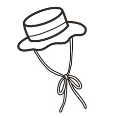 Outline hand drawn illustration of a hat camping elements 