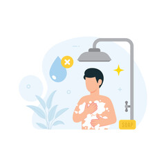 Water saving illustration concept. Save the water resources sustainable consumption, cost effective lifestyle