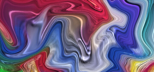 Liquid marble abstract fluid art background red and coral colors. Acrylic painting on canvas with colorful oil brush stroke splash. Alcohol ink backdrop with waves pattern.