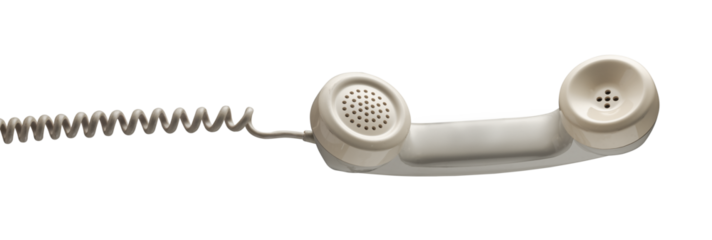 Beige vintage telephone handset isolated on white background