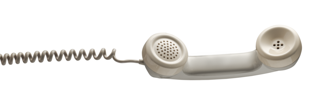 Beige vintage telephone handset isolated on white background