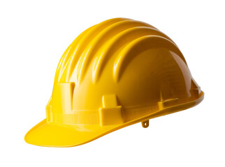 Fototapeta premium Construction yellow helmet for workers on an isolated background.