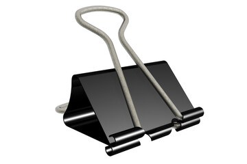 Black binder clip close up isolated