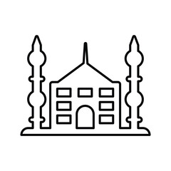 Academy, building, cambridge icon. Line, outline symbol.