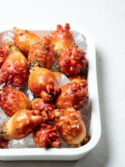 sea squirt ,seafood on a plate 