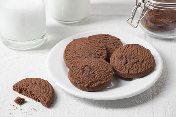 Classic Chocolate Chip Butter Cookies. Traditional British dessert snack or breakfast food