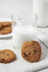 Raisin and Chocolate Chips Oat Cookies. Traditional British dessert snack or breakfast food