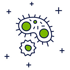 Filled outline Virus icon isolated on white background. Corona virus 2019-nCoV. Bacteria and germs, cell cancer, microbe, fungi. Vector