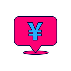 Filled outline Chinese Yuan currency symbol icon isolated on white background. Coin money. Banking currency sign. Cash symbol. Vector