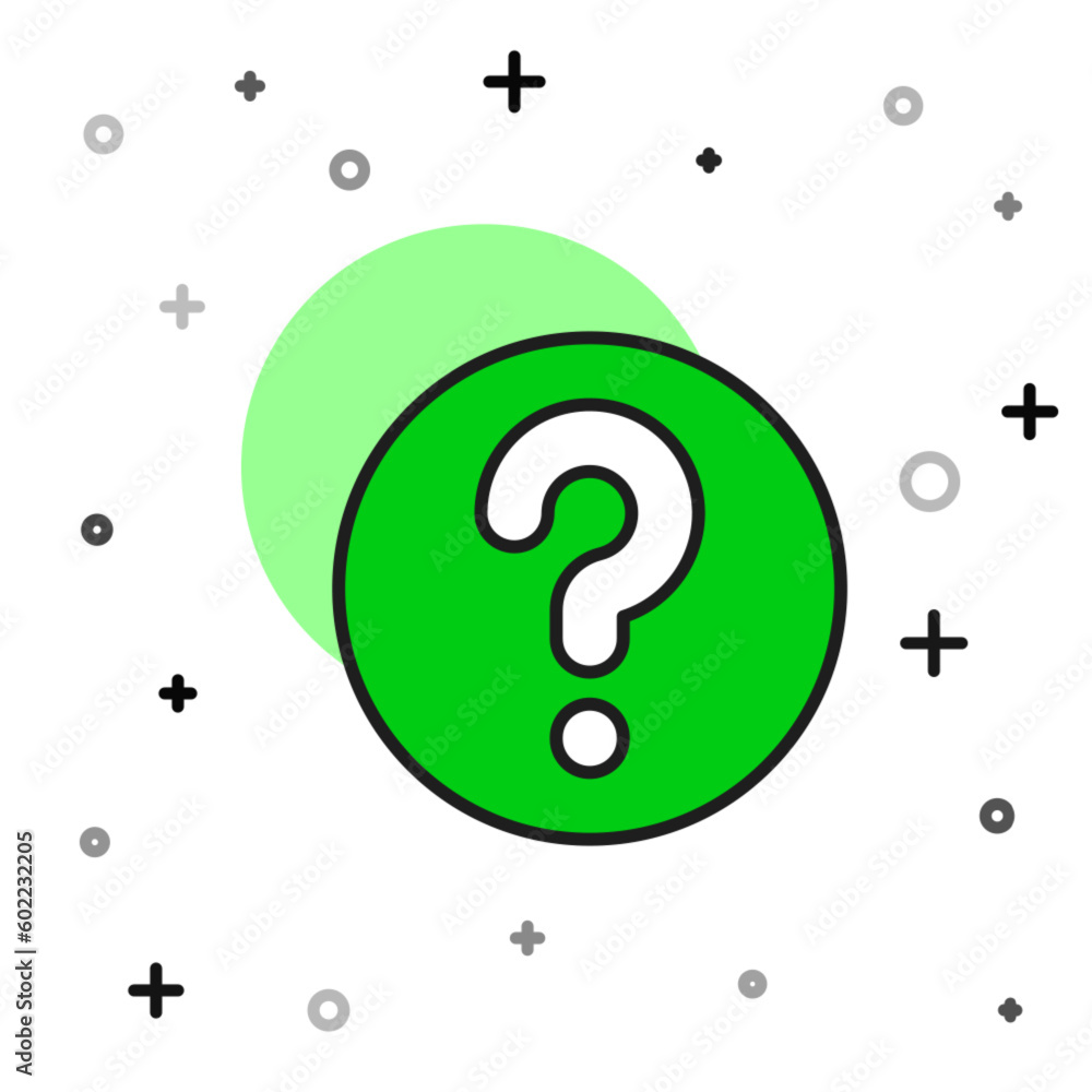 Poster filled outline unknown search icon isolated on white background. magnifying glass and question mark.