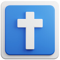 blue white cross 3d icon
