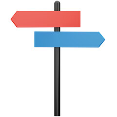 red blue road sign 3d icon