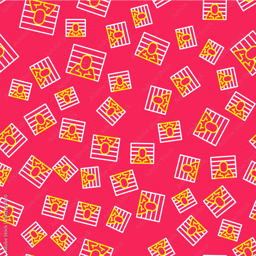 Poster line prisoner icon isolated seamless pattern on red background. vector