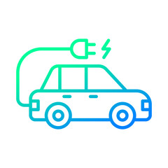 Electric car with plug icon symbol, EV car, Green hybrid vehicles charging point logotype, Eco friendly vehicle concept, Vector illustration