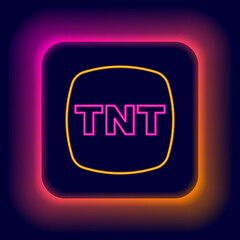 Glowing neon line Detonate dynamite bomb stick icon isolated on black background. Time bomb - explosion danger concept. Colorful outline concept. Vector