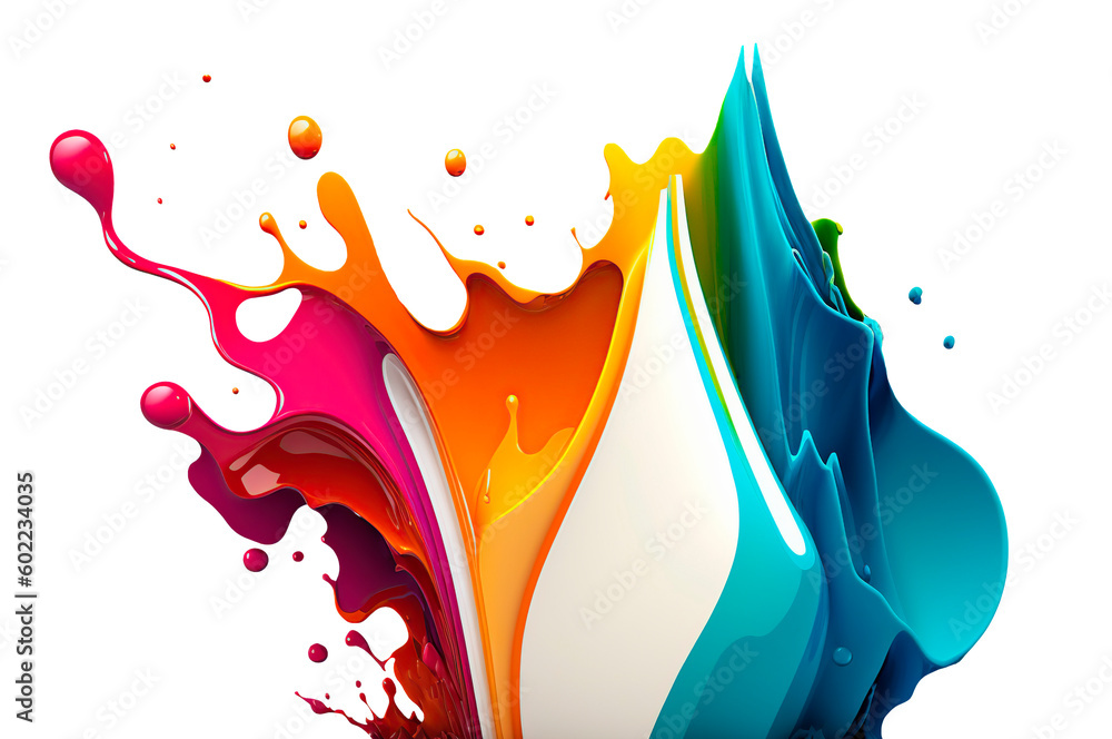Wall mural rainbow paint splash. colorful isolated design element on the transparent background. generative ai.