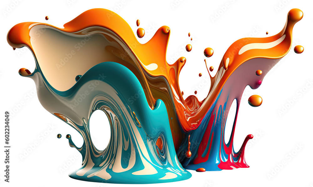 Sticker rainbow paint splash. colorful isolated design element on the transparent background. generative ai.