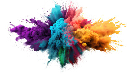 explosion powder with different colors splash isolated on white background.