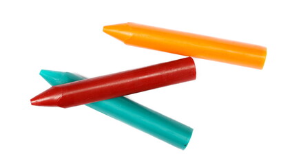 New wax pastel, colorful crayons  isolated on white, top view 