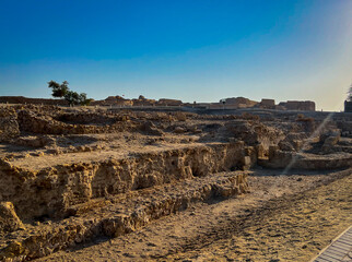 Ruines of ancient village in Qalat al-Bahrain - Bahrain fort
