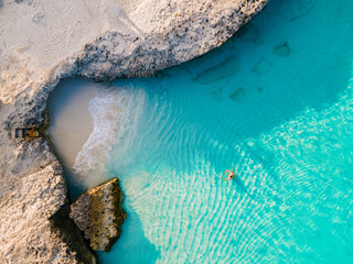 Tres Trapi Steps Triple Steps Beach, Aruba completely empty, Popular beach among locals and...
