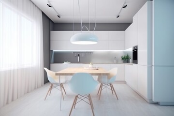 home dining furniture chair table modern design interior kitchen house contemporary. Generative AI.