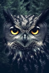 Owl at midnight, moon light, regenerative AI 