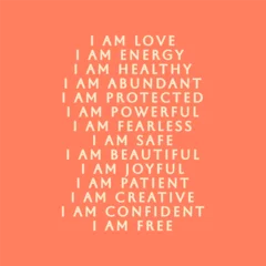 Affirmations. Positive inspirational quote. Affirmation on a pastel green background. Lettering wall art.