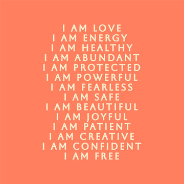 Affirmations. Positive inspirational quote. Affirmation on a pastel green background. Lettering wall art.