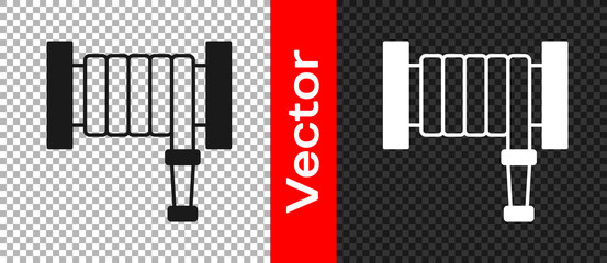 Black Fire hose reel icon isolated on transparent background. Vector