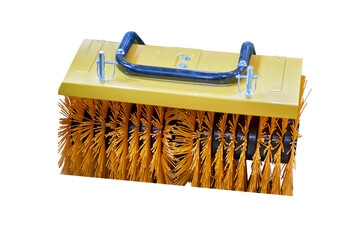 Brush machines for cleaning streets and washing sidewalks on city streets, isolated on white...