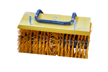 Brush machines for cleaning streets and washing sidewalks on city streets, isolated on white background