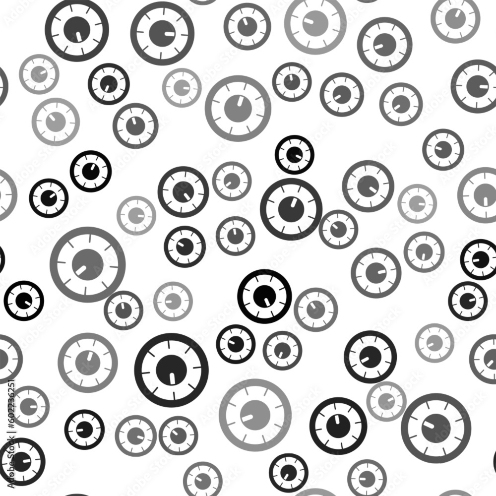 Poster black sound mixer controller icon isolated seamless pattern on white background. dj equipment slider