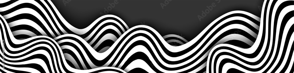 Aufkleber modern abstract background with wave lines. black and white curved stripes layer background. vector 