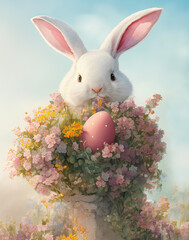 Watercolour of an Easter Bunny - 602236607