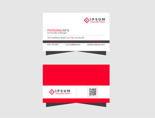 Red and white Minimal business card template design. Simple business card layout. Professional business card. Corporate visiting card vector. Modern white background calling card.