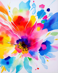 Abstract Floral Watercolour Design - 602236843
