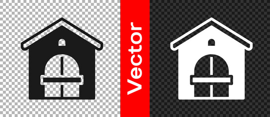 Black Farm house icon isolated on transparent background. Vector