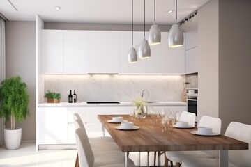 Fototapeta na wymiar interior modern chair kitchen table style design dining house home furniture. Generative AI.