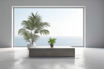 house window empty plant wall interior indoor home nobody design floor. Generative AI.