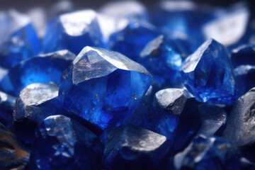 blue sapphire close up raw material mineral gemstone